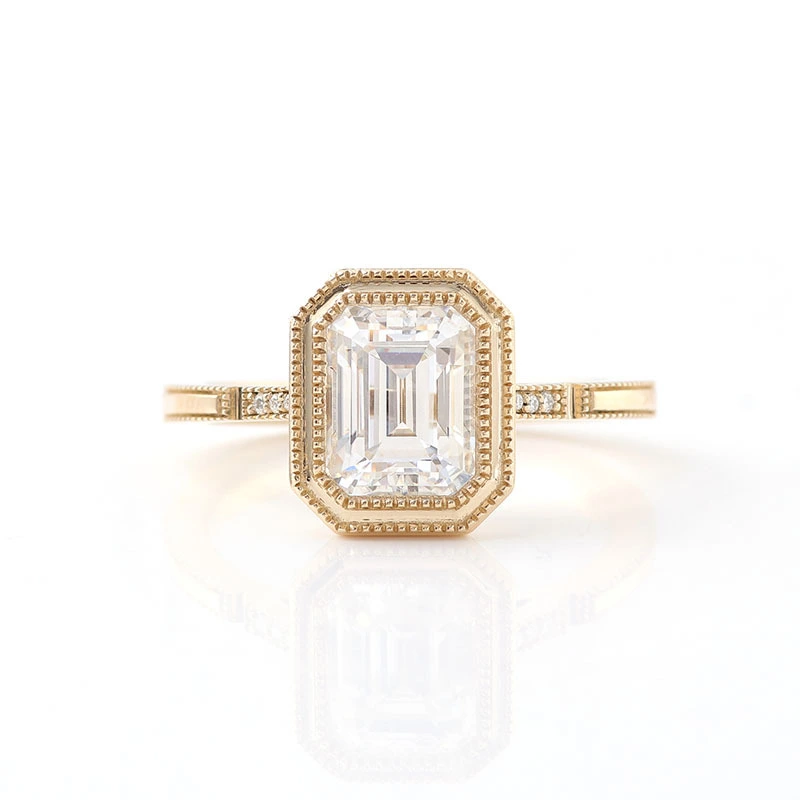 New Fashion Beaded Edge 14k Yellow Gold Rings Wedding Engagement Rings For Women Men Jewelry 1