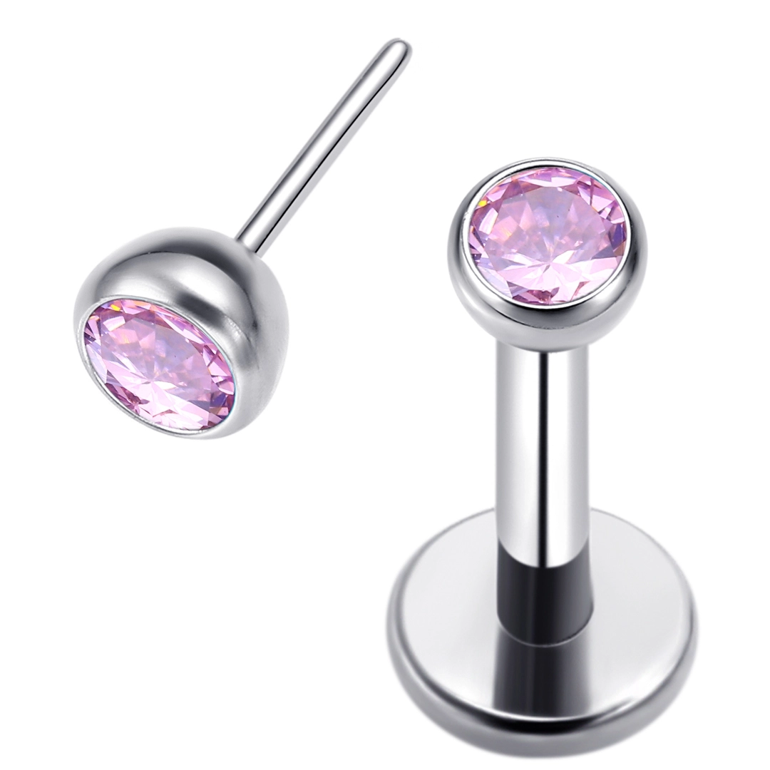 Eternal Metal Astm F136 Titanium With Multiple Color Zircon Threadless Push Pin Labret Piercing Jewelry 1