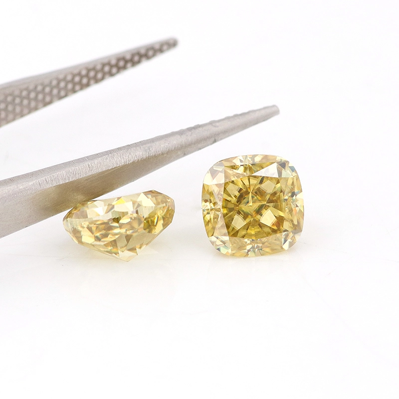 Big 2CT 7 * 7 mm Coussin jaune profond coupant le diamant lâche Moissanite à vendre 1