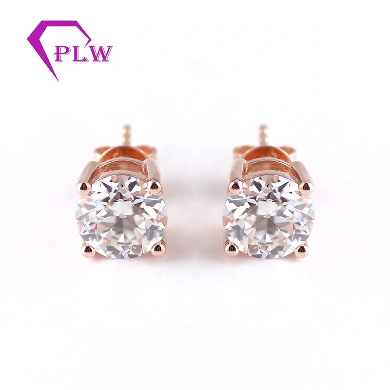 Boucles d'oreilles coupées européennes en or rose 14K 1