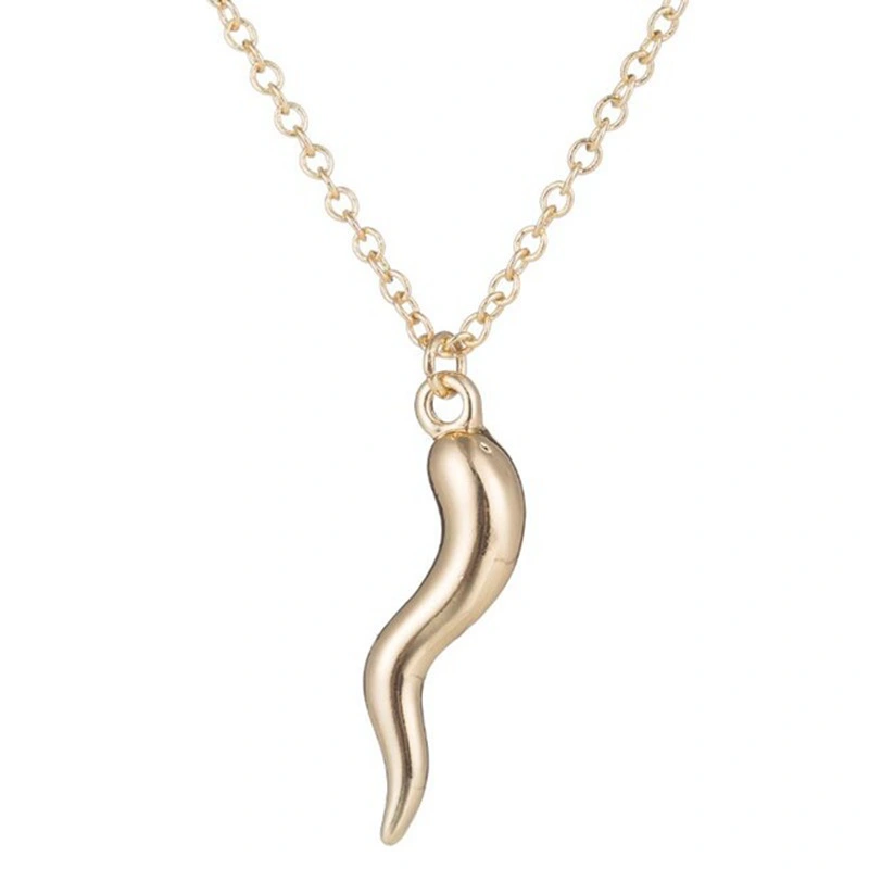 Gold Plated Lucky Italian Corner Cornicello Pendant Protector Jewelry Chili Pepper Shape Necklace 1