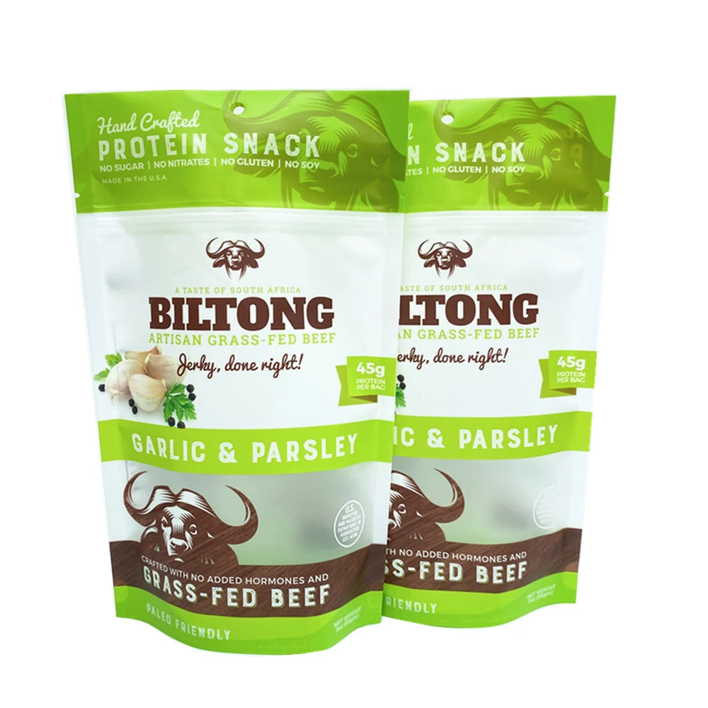 Recyclable Smell Proof Stand Up Pouch Beef Packaging Bag 1