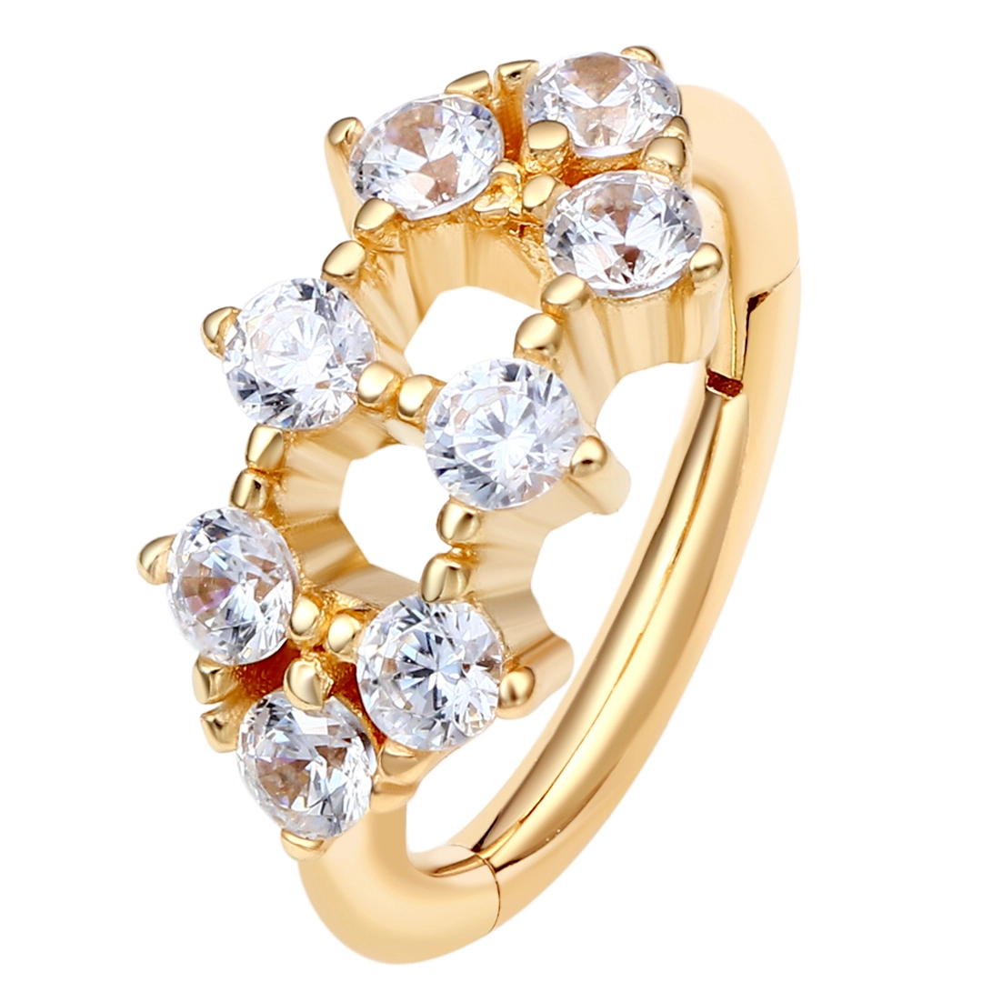 Eternal Metal 14k Solid Gold Hinged Segment Clicker 5a Clear Zircon Piercing Jewelry4 1
