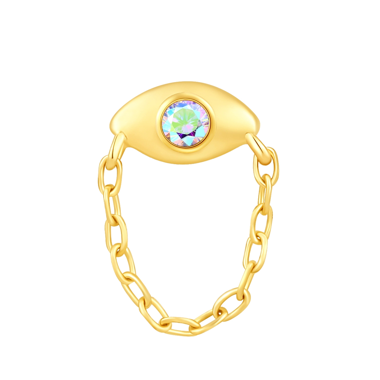 Eternal Metal 14k Solid Gold Eye Shape Ear Nose Jewelry Threadless Wedding Engagement Ring With Zircon Fashion Parties Gift Idea 1