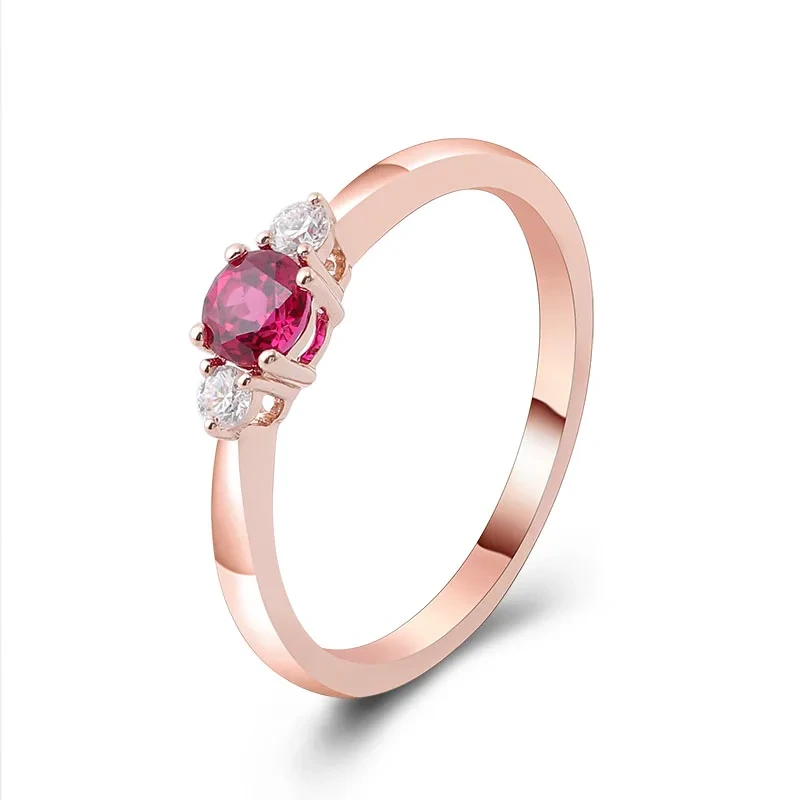 Diseño simple Joya de moda Joya redonda Anillos de rubí de alta calidad Anillo de joyería fina de oro amarillo de 14k 1