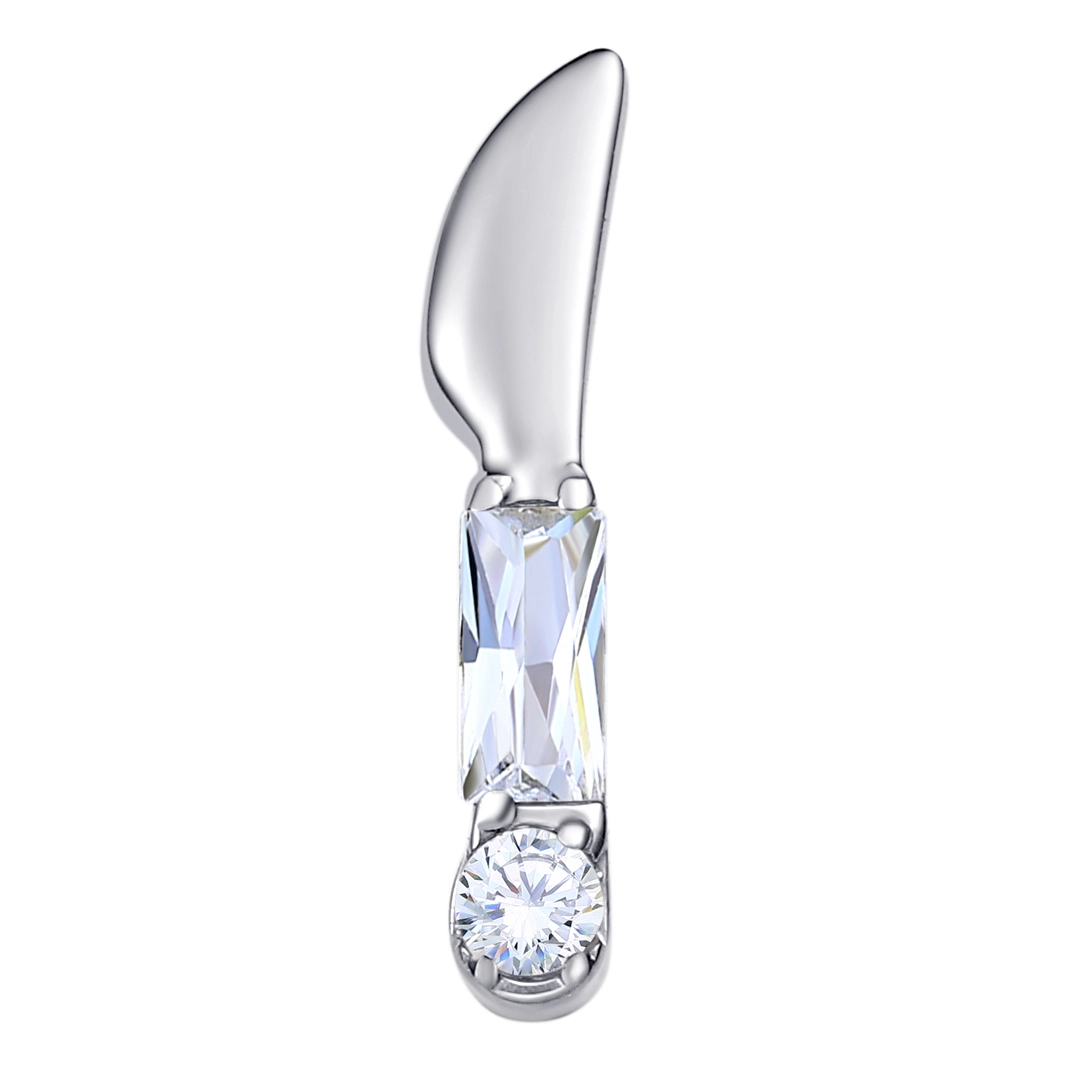 Eternal Metal Astm F136 Titanium Knife Shape Top With 5a Clear Zircon Flat Lope Internally Threaded Labret Piercing Jewelry 1