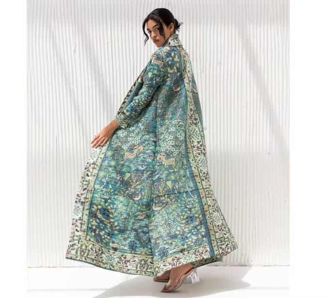 Pleats Clothing Manufacturer  Custom Printed Pleated Plus-size Robe Breathable Quick Dry Chiffon Casual Outerwear 1