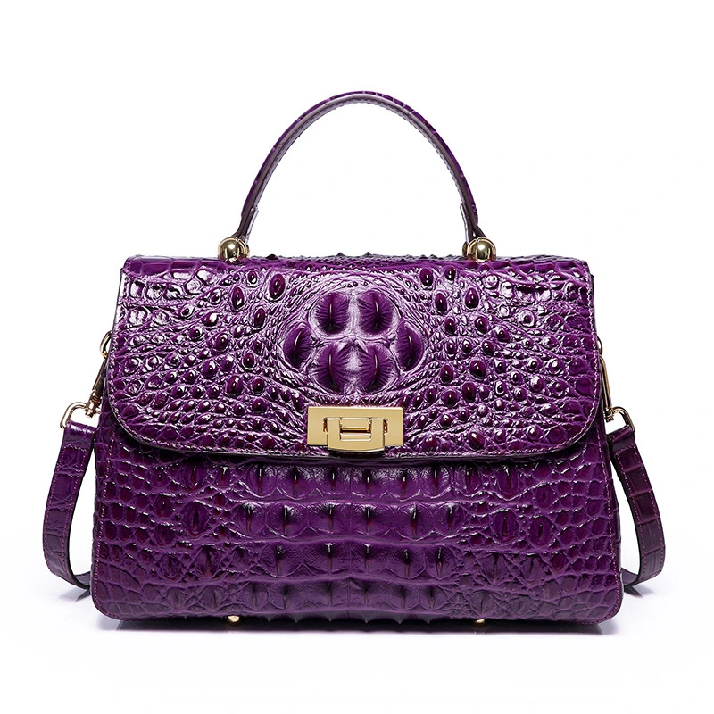 Nuevo bolso de cuero de cuero con bosque de cocodrilo genuino 1
