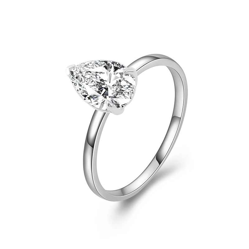 Provence Jewelry 2ct Pear Cut Def Color Moissanite avec PT 950 Gold Classic Style Engagement Ring Gift 1