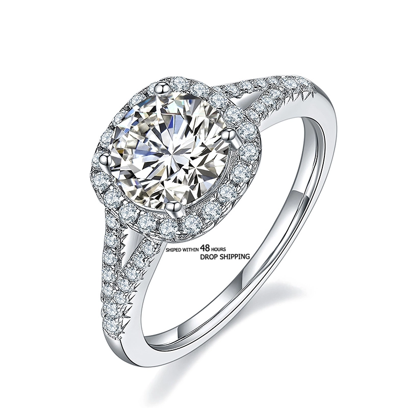 Can Be Shipped Within 48 Hours Sterling Silver 2carat Center 8 Mm Cushion Cut Moissanite Ring Width 1.8mm 1