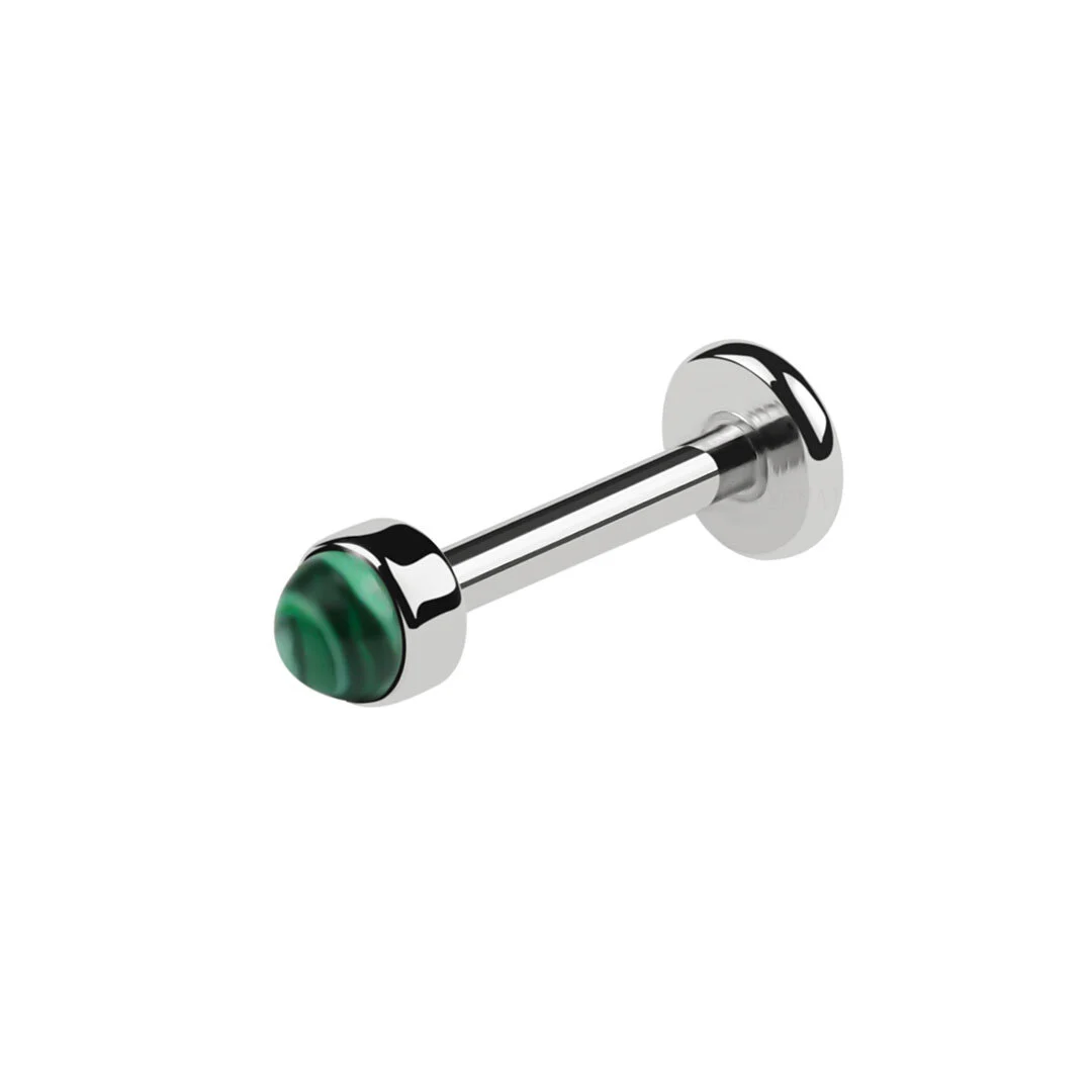 Eternal Metal Astm F136 Titanium Threadless Push In Labret Studs With Bezel Set Malachite Stone Body Jewelry/piercing Jewelry 1