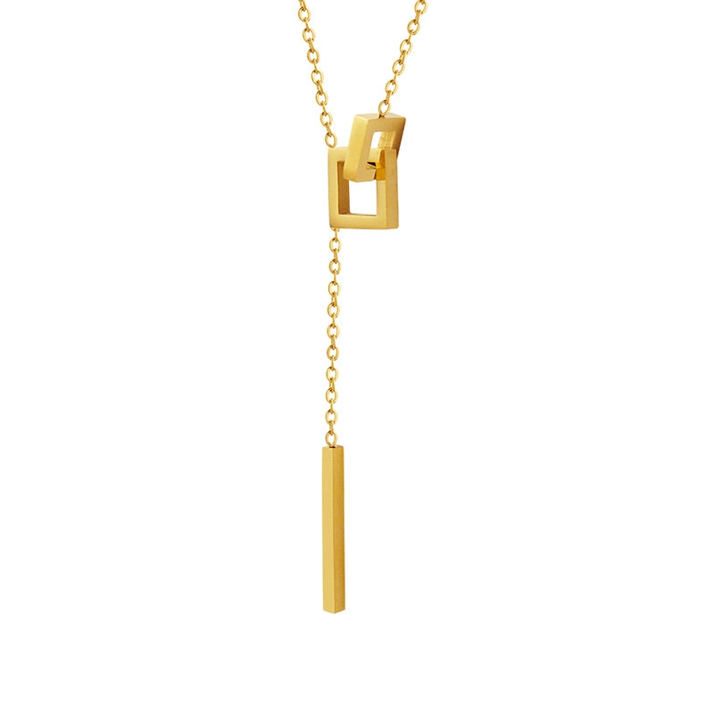Minimalist Style Square Buckle Necklace For Women's Summer Fashion Long Pendant With Collarbone Chain For Fashion And High-end 1