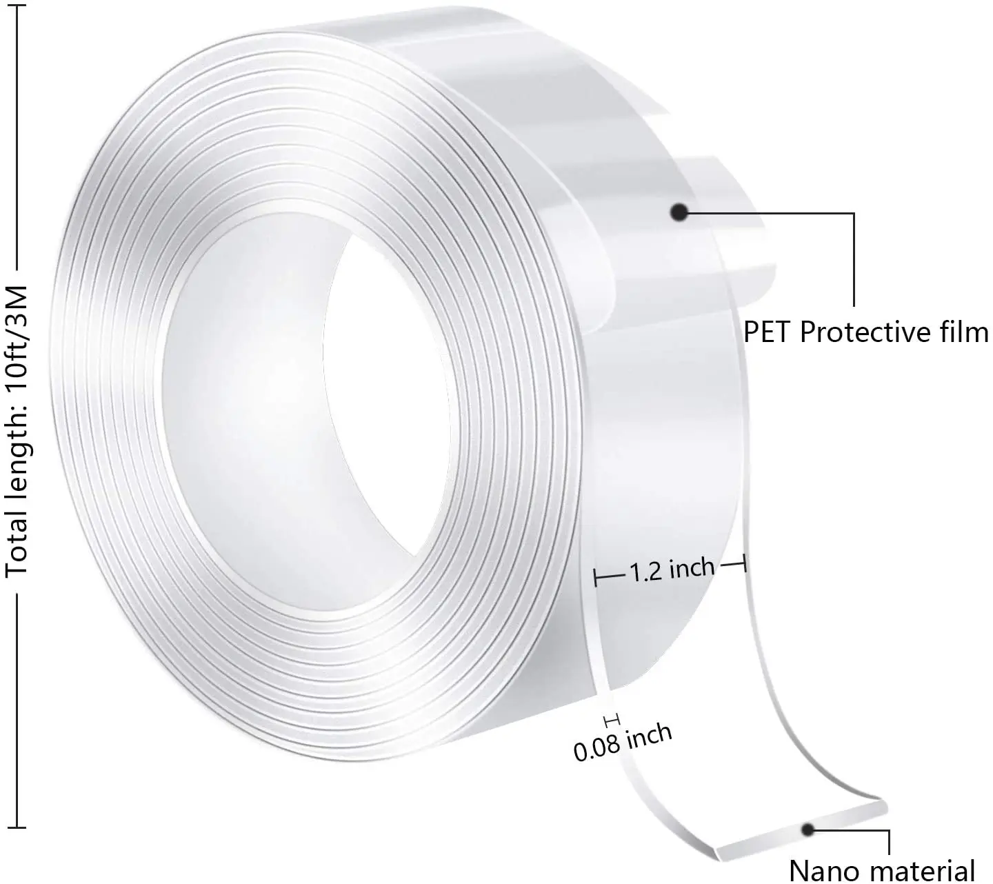 Reusable Traceless Transparent Gel Tape - Strong Adhesive Nanotape 2
