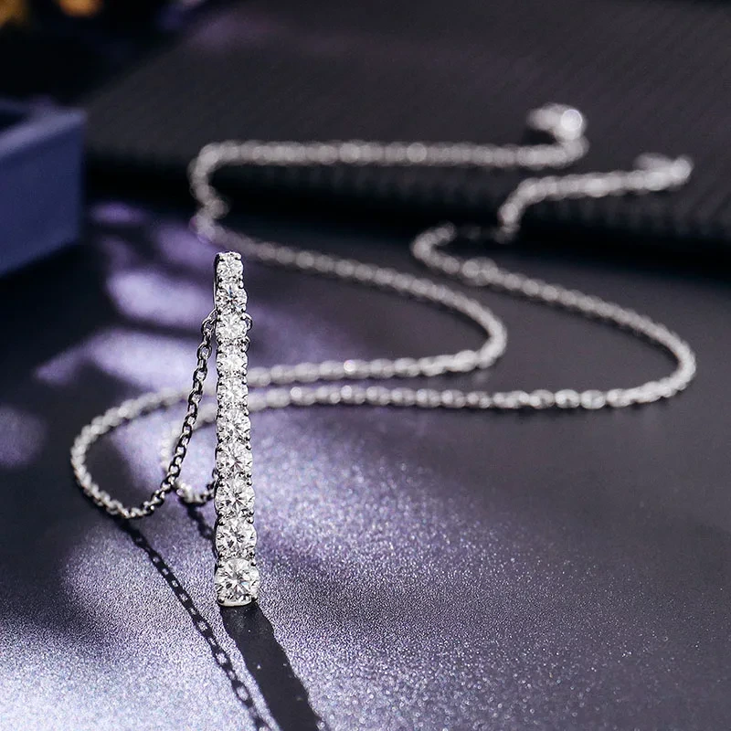 Fine Jewelry 18k 14k 10k White Solid Gold Chain Round Def/vvs Moissanite Diamond Pendant Women Necklace With Gra Certificate 1