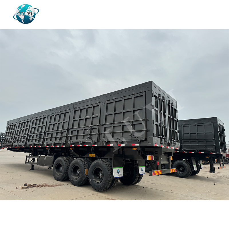 100 طن 3AXLE مقطورة جانبية شديدة التحمل 7
