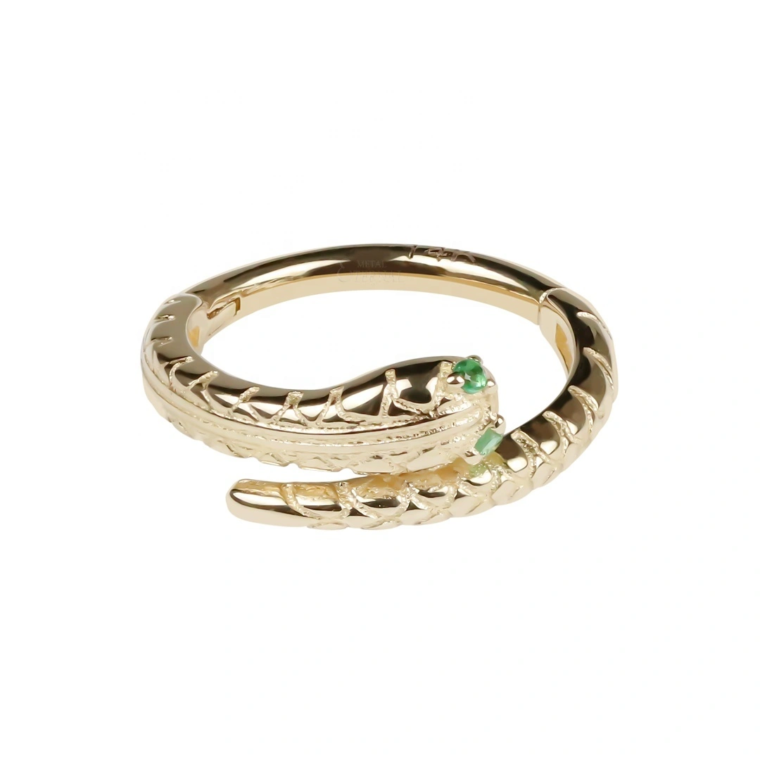 14kt Solid Gold Snake Shaped Hinged Segment Ring Piercing Jewelry 1