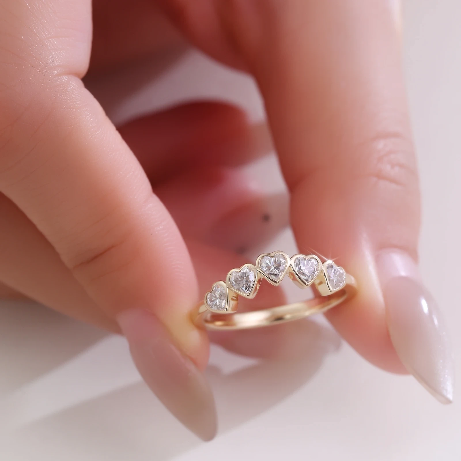 Wholesale Customized Def/vvs Heart Cut Moissanite Diamond Gold Ring 14k Yellow Solid Gold Rings Fine Jewelry 1