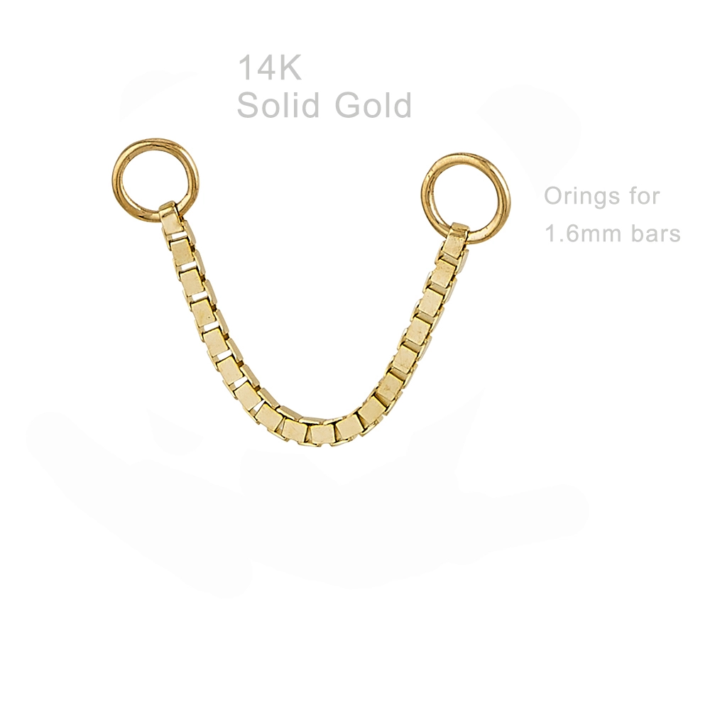 Eternal Metal 14k Solid Gold Box Piercing Chain Jewelry 1