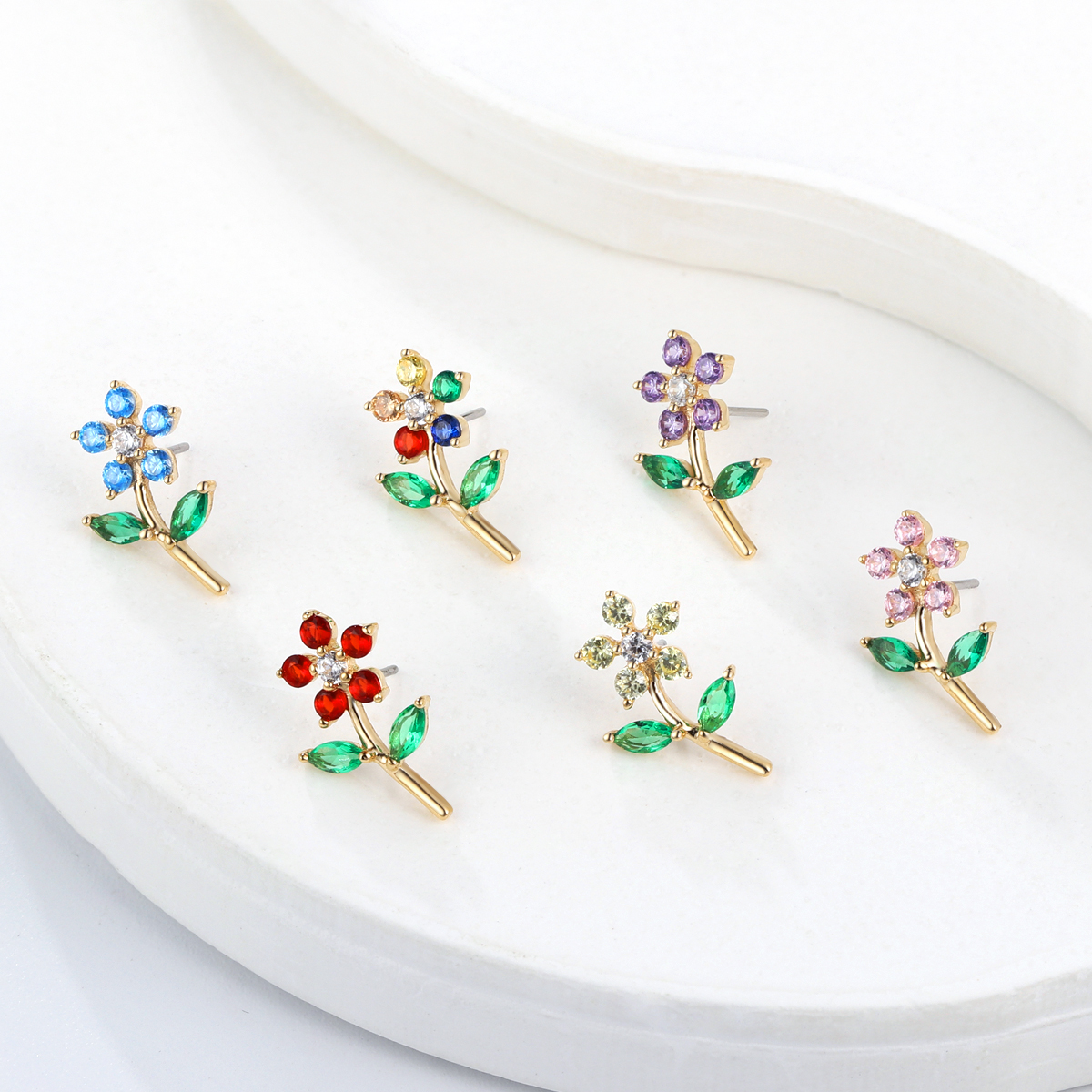 Eternal Metal Romantic Zircon Inlay 14k Solid Gold Flower Threadless Ear <000000> Nose Jewelry Stylish Wedding Piercing For Gift 6