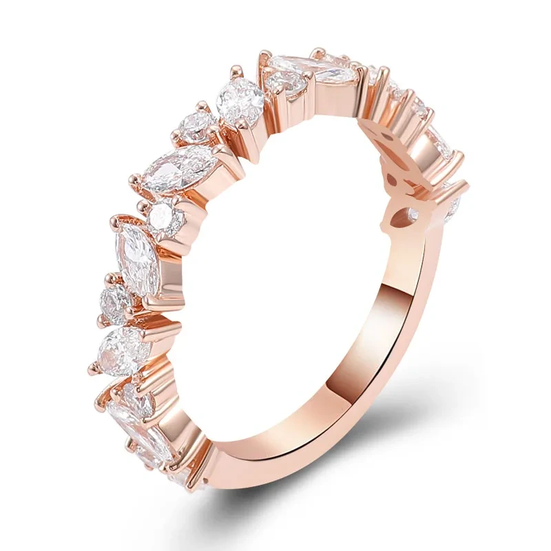 Bagues de fiançailles de haute qualité en or rose 18 carats avec diamants et moissanite pour femme 1