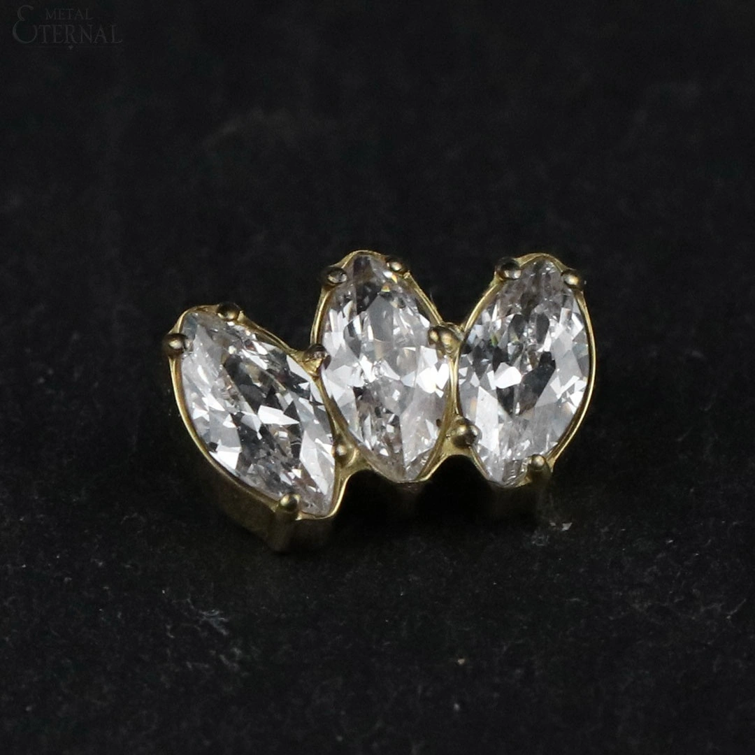 Eternal Metal Pvd Gold Marquise Cz Internally Threaded Top G23 Titanium Piercing Body Jewelry 1