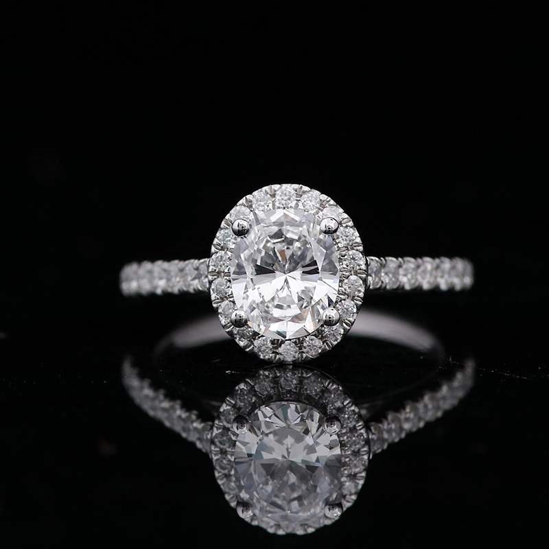 Anillo de moda de lujo con diamantes cultivados en laboratorio de 1 quilates, ovalados y redondos, con forma de pera. 1