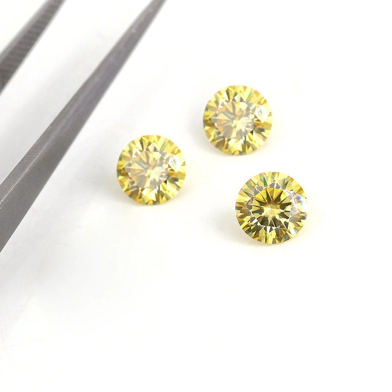 Vérir une pierre précieuse authentique Vive jaune couleur diamant réel 6,5 mm rond brillant coupé Moisanite jaune plaqué diamant 1