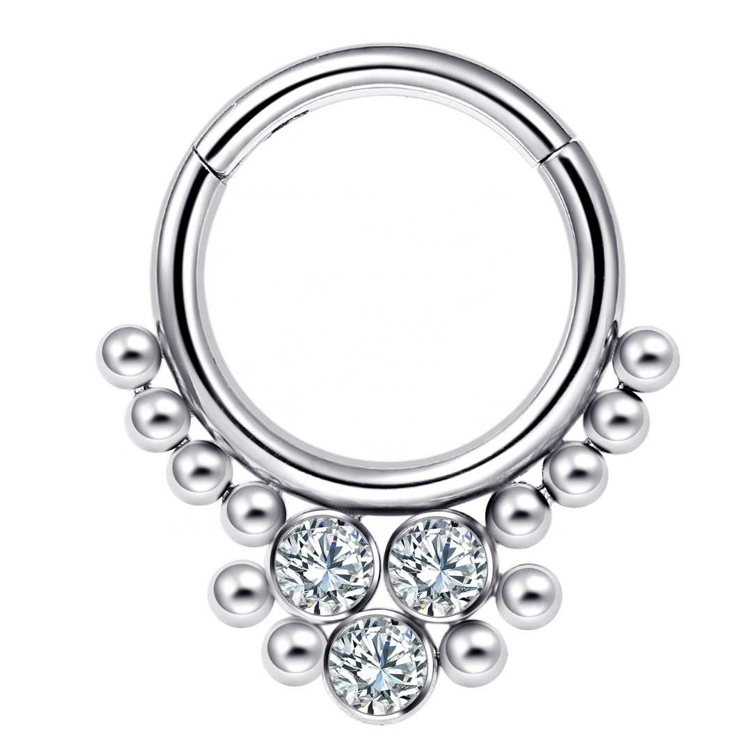 Eternal Metal Astm F136 Titanium Hinged Segment Clicker With Zircon Multiple Color Piercing Jewelry 1