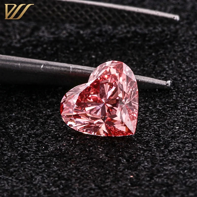 2025 New Big Size Heart Excellent Cut Vivid Pink Charming Color Cvd Diamond For Engagement 1