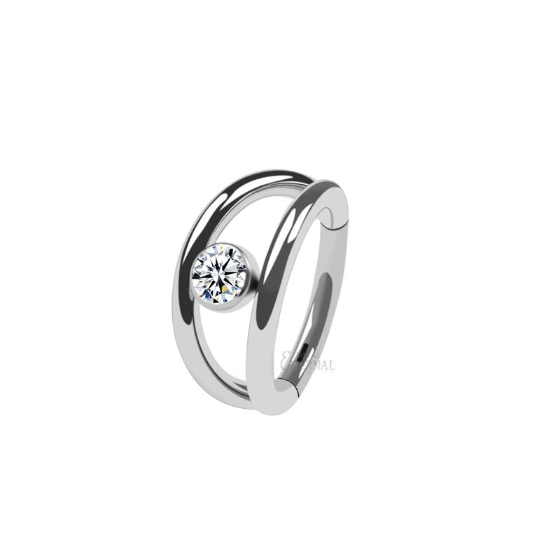 Eternal Metal Astm F136 Titanium 2 Row With Middle Cz Cluster Hinged Segment Nose Daith Piercing Rings 1