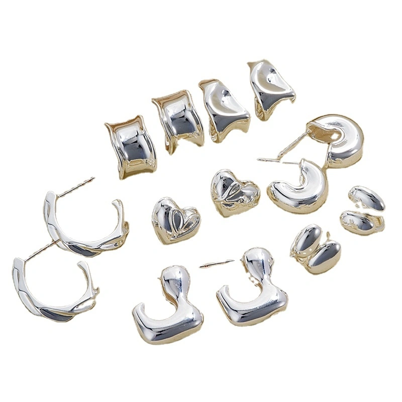 Wholesale Fashion Retro New Silver Stainless Steel Earrings Women's Fashion Simple Irregular Jewelry 1