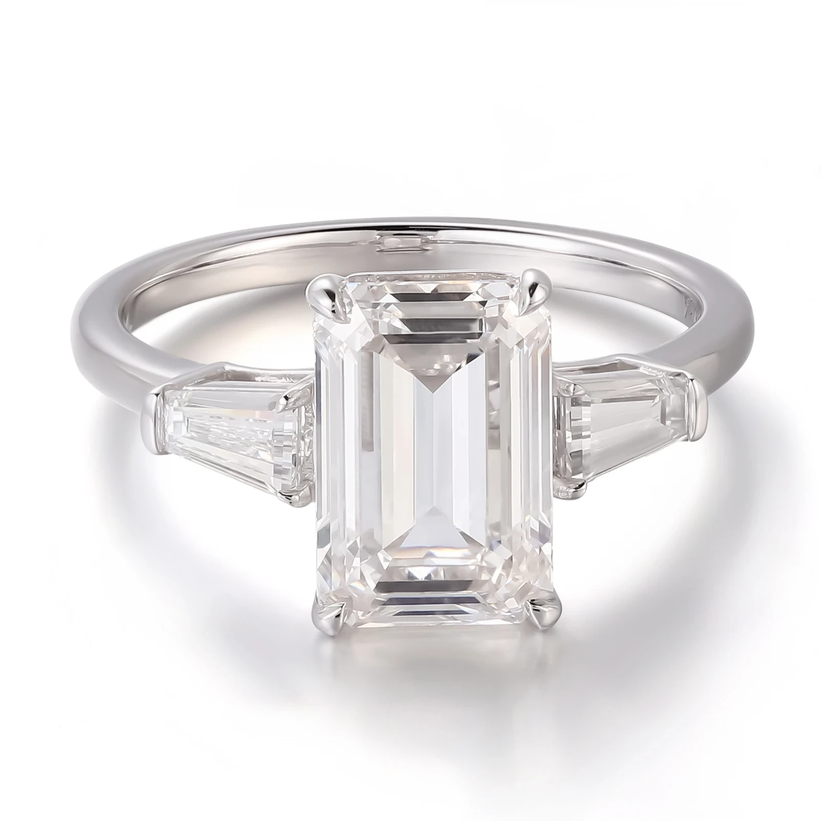 Bijoux fin personnalisés 4CT Emerald Cut D Moissanite Silver 925 Bijoux d'anneau avec certificats GRA Bague de fiançailles fins bijoux 1