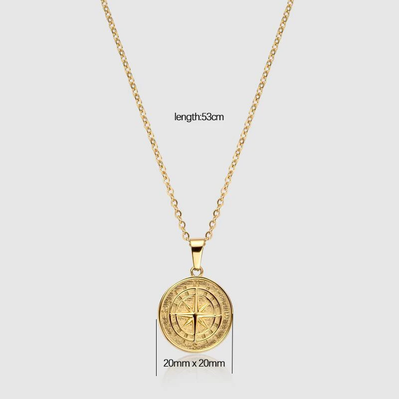 Men's Layered Navigation Travel Compass Pendant Necklace Cross Border Popular Jewelry In Europe And America 1