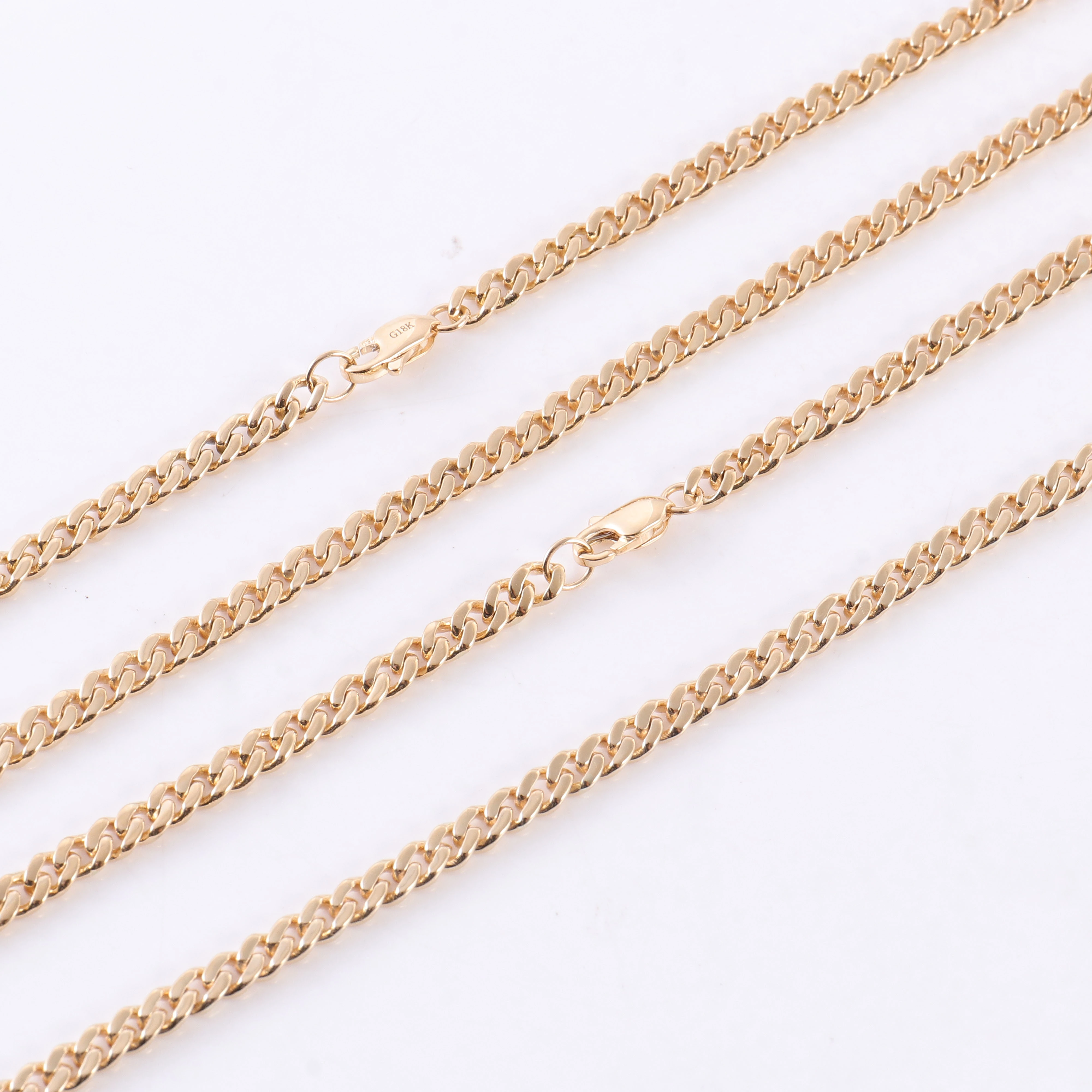 Real 14k 18k 3mm 5mm 8mm 10mm Plain Yellow Gold Filled Cuban Link Chain For Men Jewelry Making 18inch 1