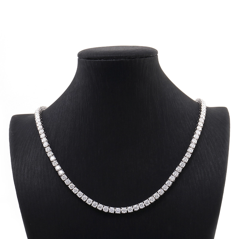 Hot Selling Tennis Chain 10k White Gold 3mm def White Moissanite Diamond Tennis Necklace 16 Inches Men And Women Wearable 1
