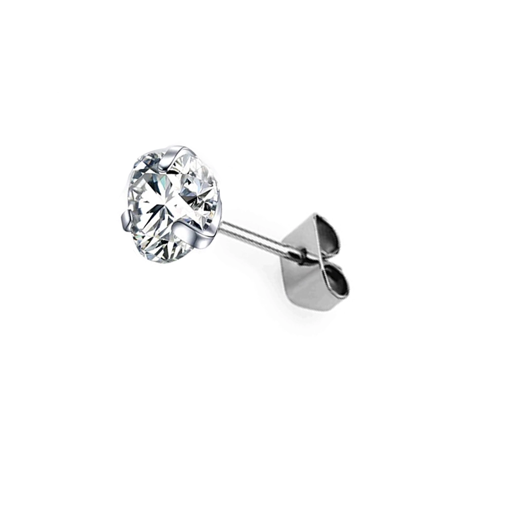 Eternal Astm F136 Titanium 3 Prong Set Round Cz Post Earring 1