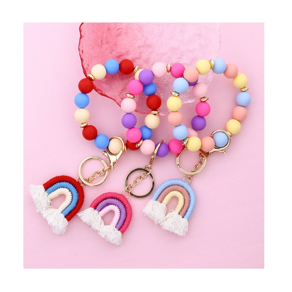 Silikonperlen-Regenbogen-Schlüsselanhänger-Armband zum einfachen Tragen 1
