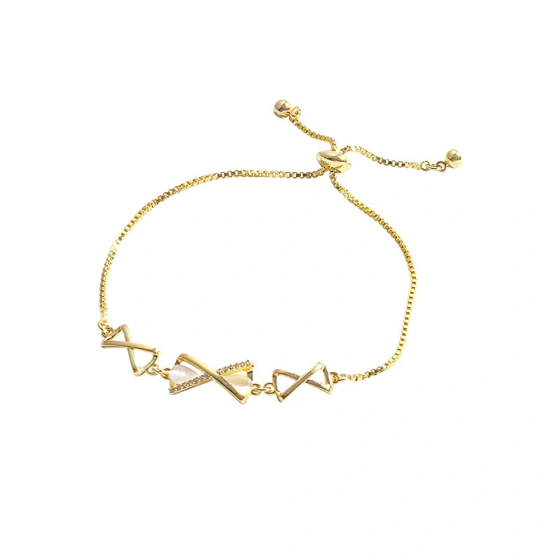 Light Luxury Cat's Eye Stone Bow Bracelet Women's Exquisite Crystal Zircon Versatile Style Bracelet 1