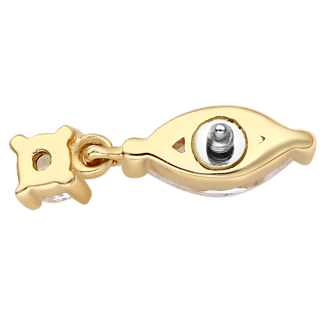 Eternal Metal 14k Solid Gold Marquise Cut Shaped Cz Dangled Ear<000000>belly Piercing Helix Jewelry Internally Threaded Ends Tops 6