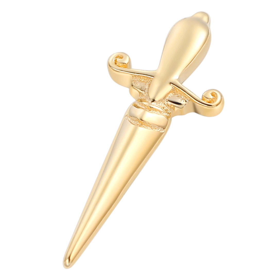 Eternal Metal 14k Solid Yellow Gold Elegant Retro Sword Ear&lip Piercing Cartilage Jewelry Threadless Push In Ends Tops 1