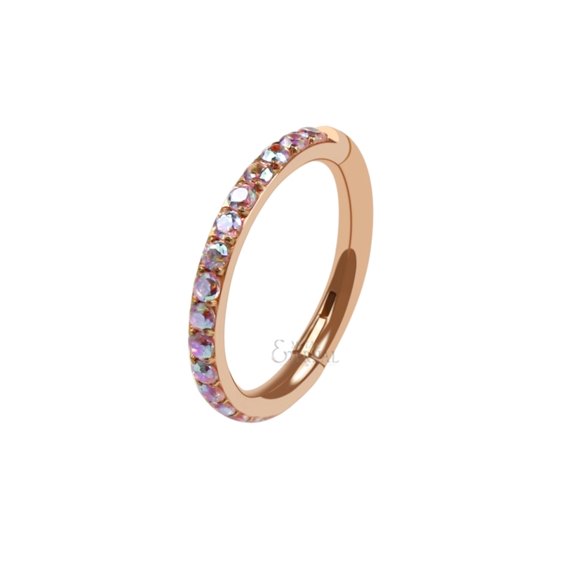 Eternal Metal Astm F136 Titanium Pvd Rose Gold Plated Zirconia Gem Stone Daith Ear Nose Clicker Ring Body Piercing Jewelry 1