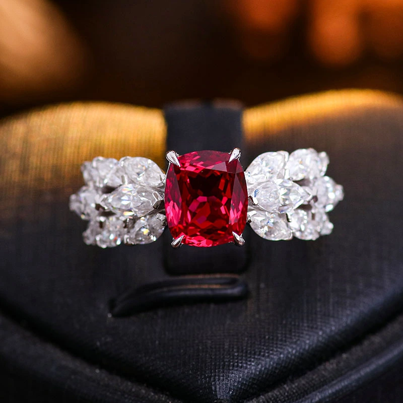 4ct Lab Grown Created Jedi Ruby Ring Fine ewelry 10k/14k/18k Gold With Moissanite Diamond Woman Fashion Fine Jewelry 1
