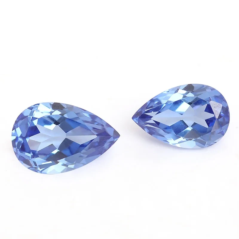 Piedina sintética al por mayor laboratorio azul de zafiro cultivo de piedra de piedra clara de hierba cortada de pera 1
