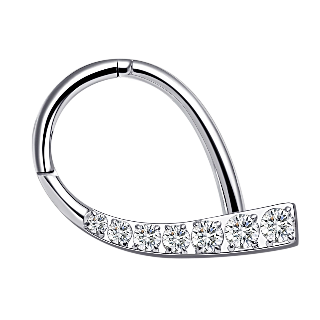 Eternal Metal Astm F136 Titanium Paved Czs Tear Drop Segment Hinged Ring Nose Stud Earrings Daith Piercing Jewelry 1