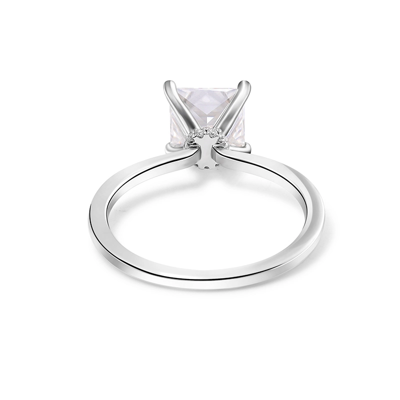 Bague en or rose 14 carats avec diamant en moissanite taille princesse VVS, couleur définie, 0,4 ct 1