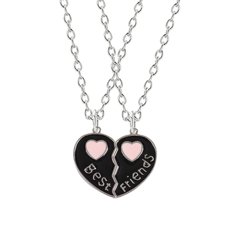 Good Friends Series Bff Heart Splicing Diamond Inlaid Boudoir Necklace Sisters Pendant For Two Friendship For Girls 1