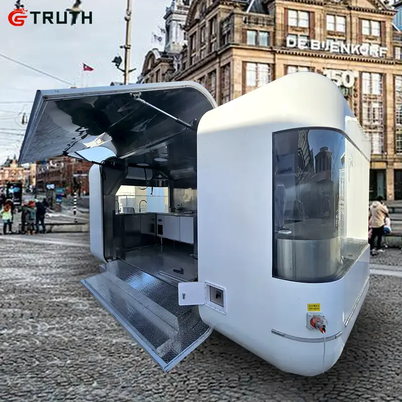 Carro de comida móvil para panadería, totalmente equipado, con diseño de inspección de acero inoxidable multifunción y de moda. 1