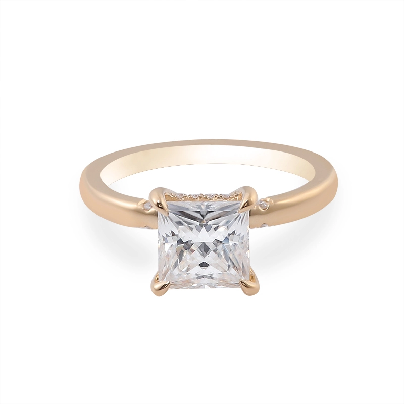 Bague de fiançailles en or jaune 10 carats avec diamant moissanite, prix au carat, pour l&39;exportation, bague taille princesse 2 carats 1