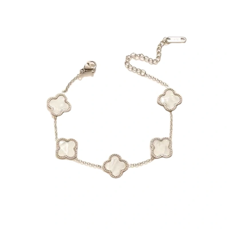 Popular Four-leaf Clover Bracelet Titanium Steel 18k Gold Plated Double Sided Fashion Five Flower Fritillaria Bracelet 1