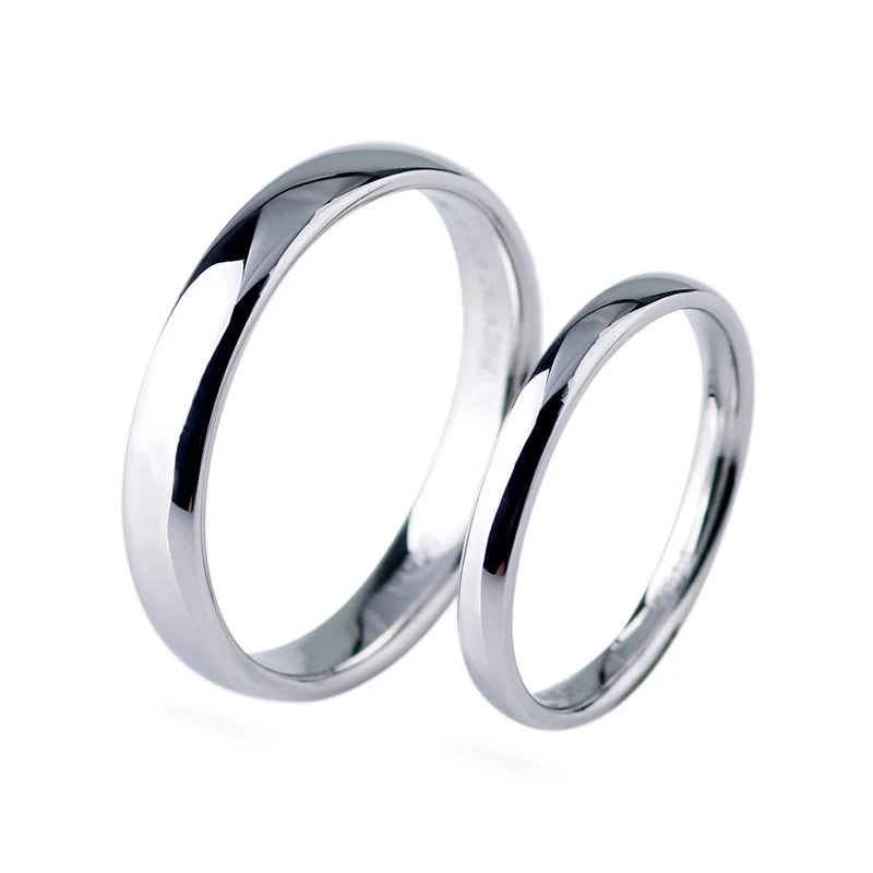Bande de bague à anneaux en or blanc solide 14K 1